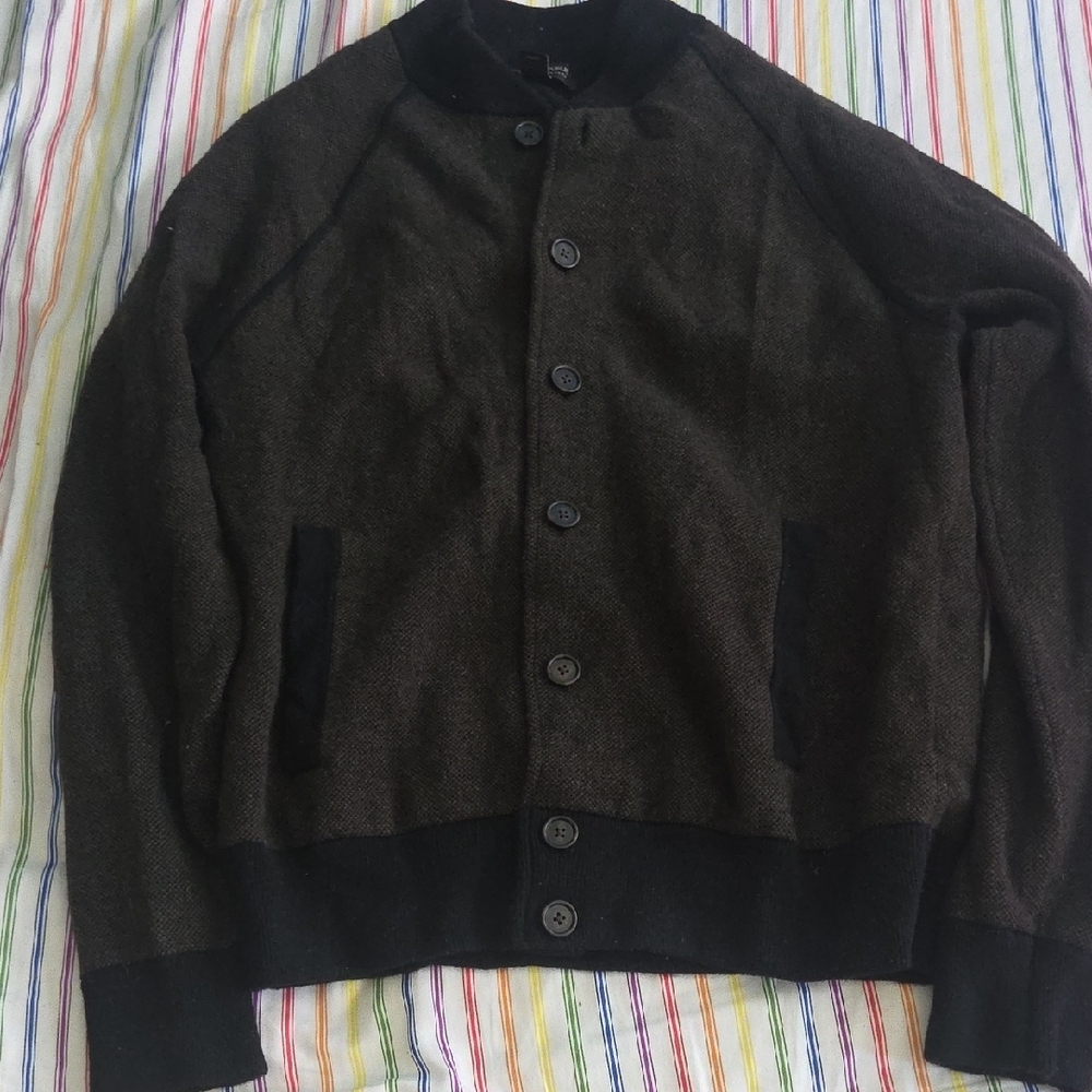Banana Republic Men's Dark Brown and Black Bomber Jacket - Picture 2 of 14